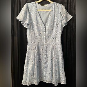 Abercrombie & Fitch Light Blue Floral Midi Dress